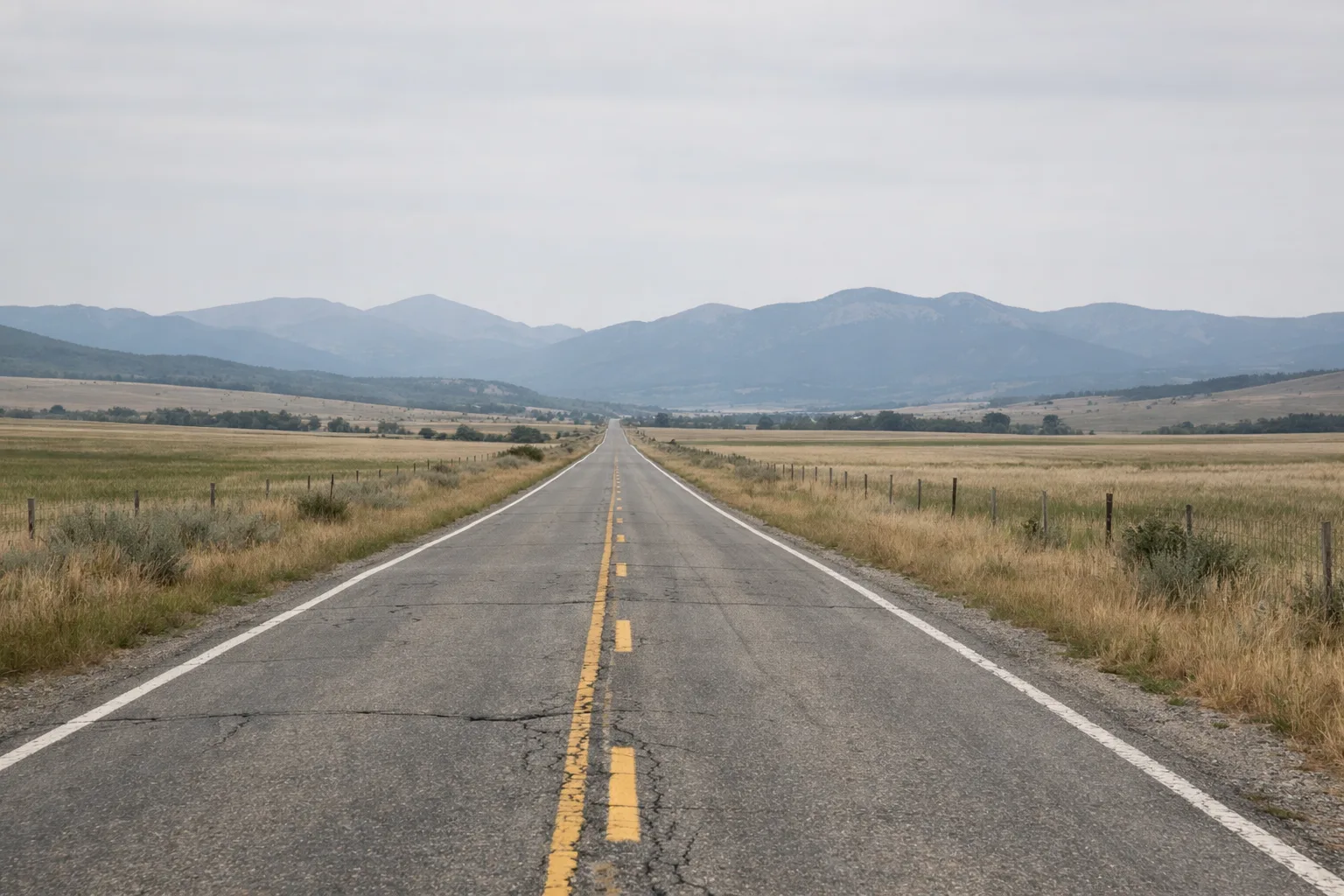 Roadside with mountains in the Background.
