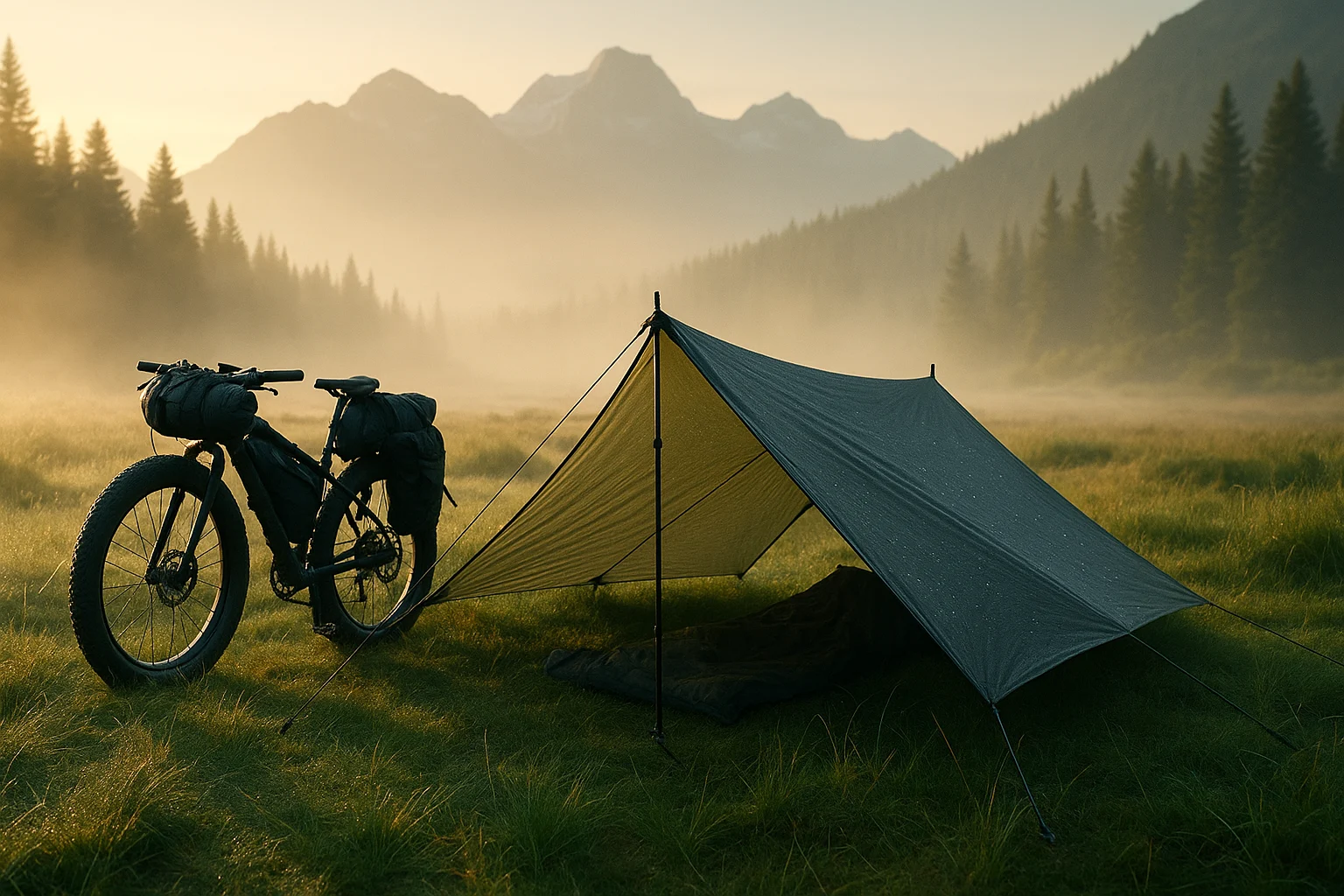 Ultralight tarp setup inspired by Glenn Charles